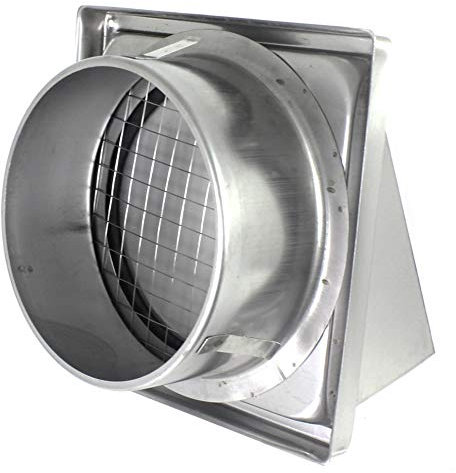 SPARES2GO Stainless Steel Cowled External Extractor Wall Vent Outlet with Cushioned Non Return Flap (150mm, 6)