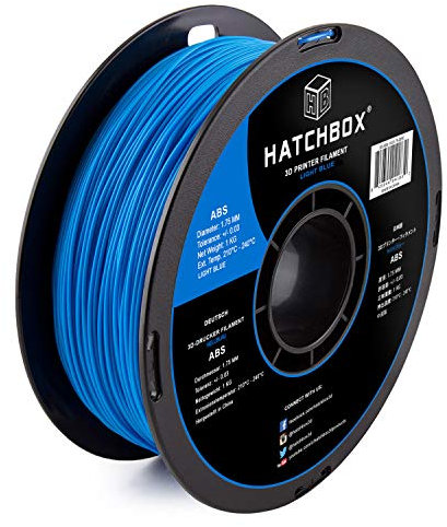HATCHBOX 1,75 mm hellblaues ABS-Filament für 3D-Drucker - 1 kg-Spule - Maßgenauigkeit +/- 0,05 mm