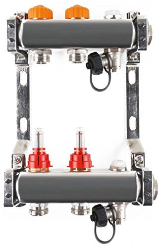 Edelstahlverteiler mit automatischem Abgleich 2 Heizkreise