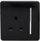 Trendi 1 Gang Raised Artistic Modern Glossy Screwless 13 Amp Single Pole with Chrome Switched UK Standard Electrical Double Wall Plug Socket in Piano Black - ART-SKT13BK