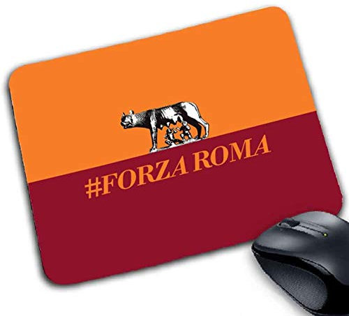 csm informatica Tappetino Mouse gadget compatibile per tifoso giallorosso serie adatta a Roma nel cuore. Love Calcio, personalizzabile #FORZAROMA Lupa
