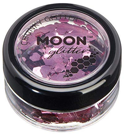 Classic Chunky Glitter by Moon Glitter - Pink - Cosmetic Festival Makeup Glitter for Face, Body, Nails, Hair, Lips - 3g