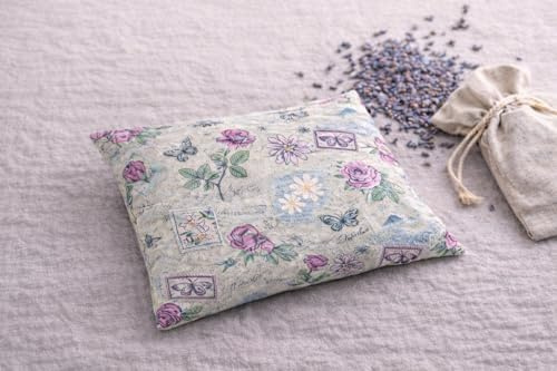 Lavendelkissen mit Bezug, Motiv 215 (Rose Paris) 24 cm x 20 cm mit echtem Französischen Lavendel aus der Provence