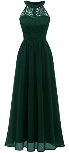 Wedtrend Vestido Largo de Dama de Honor Vestido Boda Fiesta Encaje y Gasa Elegante WT0201DarkGreen S