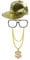 Vientiane Hip Hop Kostüm Kit, Baseball Cap, Sonnenbrille, Goldkette, Retro Style 80er / 90er Rapper Zubehör, Adult 80er Party Theme Zubehör