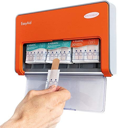 ACTIOMEDIC EasyAid Pflasterspender Standard, inkl. 90 Pflaster-Strips, 60x wasserabweisende Pflaster & 30x elastische Pflaster Easyaid
