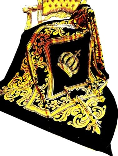 Harald Glööckler Luxus Wohndecke Pompöös by Casa Padrino Barock Krone Schwarz/Gold Glitzersteinen