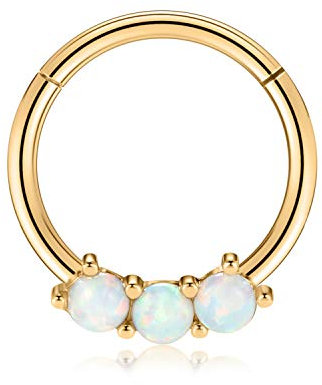 16G 8mm Opal Septum Clicker Daith Ohrringe Chirurgischer Stahl Nasenring Helix Tragus Knorpel Piercing Schmuck