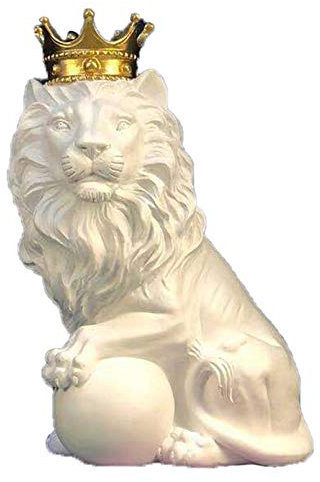 Vinbcorw Skulptur König Der Löwen, Atemberaubende 3D-Tierstatue, Glücksstatuen, Abstrakte Figur, Business-Geschenk Für Office Wohnzimmer Bar Café Wohnkultur,Weiß