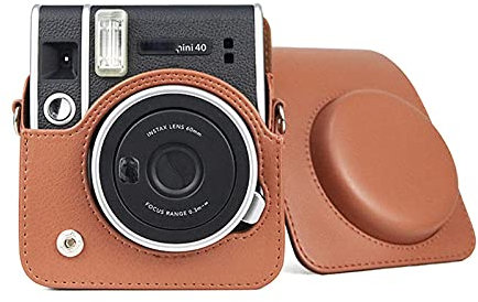 Camera Case for Fujifilm Instax Mini 40 Case, Leather Camera Case with Removable Shoulder Strap (Brown)