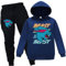 Forlcool Mr Beast Merch - Tuta sportiva per bambini e ragazze, con cappuccio e pantaloni, blu navy, 9-10 Anni