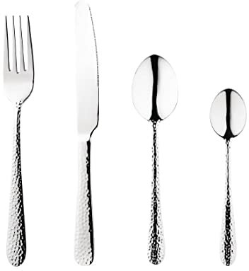Olympia Tivoli Serve Like A Pro Cutlery Set in Silver Made of Stainless Steel - Dishwasher Safe - 48 Piece