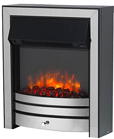 Endeavour Fires Roxby Inset Electric Fire Chrome Trim and Fret, 220/240Vac 1&2kW, 7 Day Programmable Remote Control Freestanding Electric Fire (with full depth spacer)