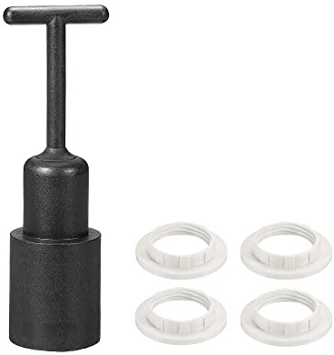 sourcing map Lot de 5 outils de démontage de bague de douille E14 type T avec anneaux de douille d'abat-jour pour base moyenne, accessoires de remplacement de lumière Blanc