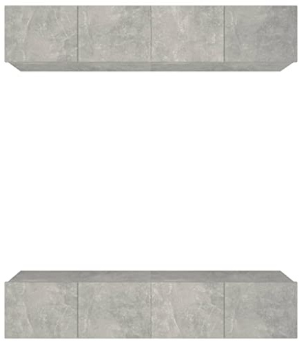 vidaXL 4x TV Cabinets Living Room Furniture Sideboard Entertainment Centre TV Console Media Unit HiFi Stereo Cabinet Concrete Grey Engineered Wood
