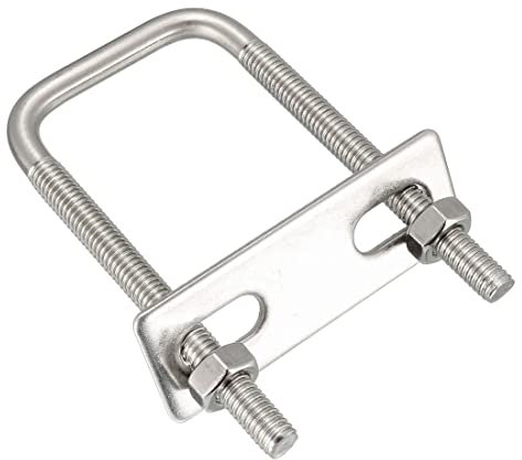 PATIKIL 1-3/8(35mm) Interno Larghezza M6 Quadrato Bulloni a U, 2pz 304 Acciaio Inox U Bullone con Dadi Telaio, Argento Tono