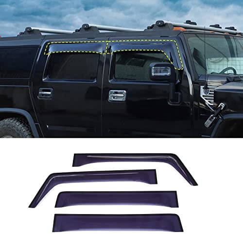 Deflectores de lluvia para ventanas laterales compatibles con Hummer H2 2003-2009, protectores de lluvia ABS en canal, protectores de lluvia para ventanas de coche, 4 unidades