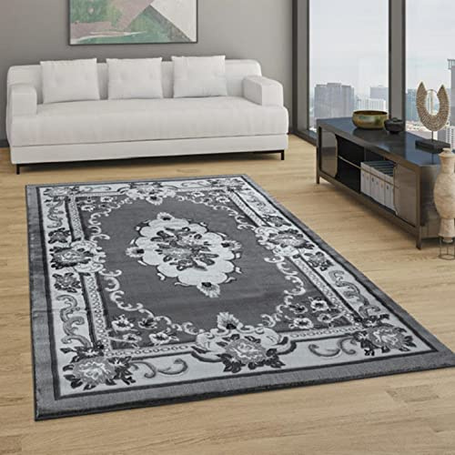 Abaseen 240x330cm Dark Grey Gewels Traditional Rug | Classic Oriental Rug with Double Point Effect | Modern Rugs Living Room | Rectangular Soft 10mm Pile Height Living Room Area Rugs Non Shedding