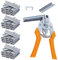 NAOEDEAH Type M Nail Ring Pliers with 2400pcs M Clips, Hog M Nail Ring Pliers Kit for Fencing Animal Cages Wire Cage Clips Plier for Installation Fence Fastening