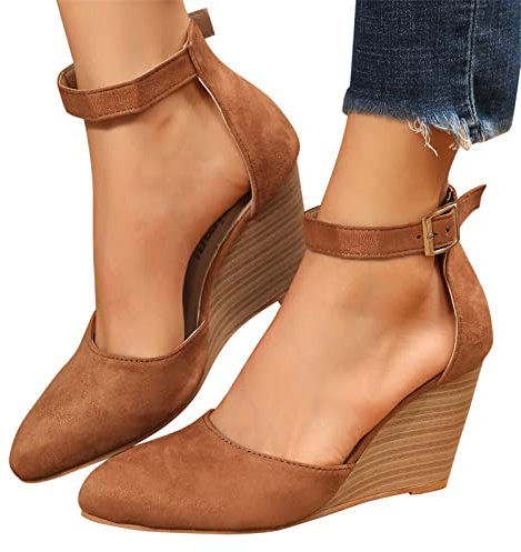LCpddajlspig Keilsandalen Damen, Keilsandaletten, Keilabsatz Schuhe, Sandalen Damen Orthopädische Vorne Geschlossen Tanzschuhe Sommerschuhe mit Keilabsatz Verbenas Espadrilles Plateau Sommer Sandalen