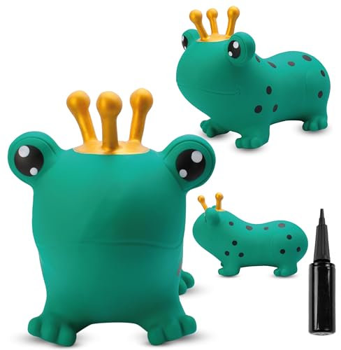 sun baby Animal Sauteur Gonflable, Jouet Enfant 1 an pour l'intérieur et l'extérieur, Design Ergonomique, Pompe Manuelle Incluse (Grenouille Verte)
