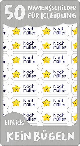 50 Namensaufkleber für Kinder. Nicht bügelbare Etiketten für Kleidung,waschbeständig. Personalisierte Aufkleber für kita und Schulmaterial. Klebeetiketten für Kinder Kindergarten und Schulen.Weiße