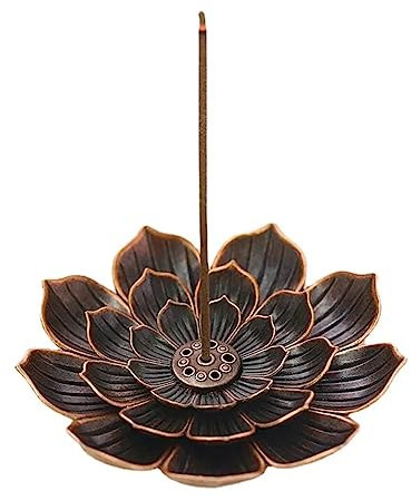 BOBOZHONG Bruleur Encens,Porte-encens de Lotus en Laiton Support de Poule en Laiton du cône brûleur d'encens avec capteur de Cendres détachables,pour Le Bureau,Yoga The House