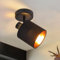 Glitzerlife Deckenlampe 1 Flammig Deckenstrahler Schwarz - Deckenleuchte Vintage Deckenspot E14 Wandstrahler Stoffschirm Schwenkbar 350° MAX.40W für Wohnzimmer Schlafzimmer Flur (ohne Leuchtmittel)