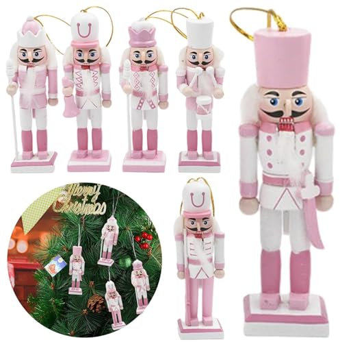 6 Stück Weihnachts Nussknacker Soldat Holzanhänger Mini Nussknacker Hängen Ornament Weihnachtsbaumschmuck,Weihnachten Ornament Deko Holzanhänger für Window Fireplace Garden Weihnachtsfeierdekoration