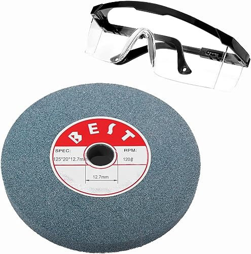 Mola da Banco in Carburo di Silicio Verde Grana 120 - Diametro 125 mm, Foro 12,7 mm, Spessore 20 con Occhiali Regalo