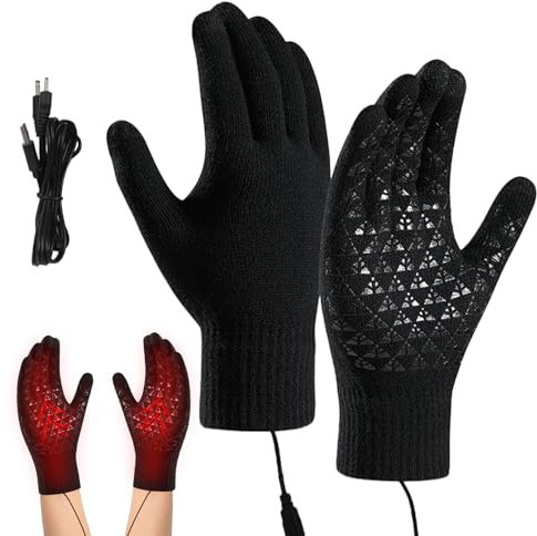 Vegena Beheizbare Handschuhe, USB Beheizte Handschuhe, Winterhandschuhe Herren Damen Winterhand Warme Handschuhe Touchscreen Handschuhe Zum Stricken Für Drinnen Und Draußen, Laptop, Büro, Arbeit