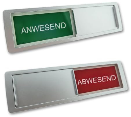 CombiCraft Schiebeschild 'Anwesend-Abwesend' in einem silberfarbenen Kunststoffschiebeprofil ca. 178x50mm- Pro Stück