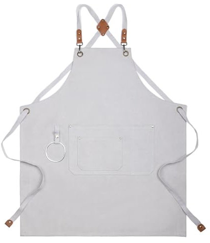 Watwass Schürze Mann Beige Hochwertig Werkzeugschürze Garten Küche Restaurant Uniformen Schürzen Damen mit Tasche