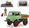 Mercedes-B Unimog U401 Grün Pritsche mit Jäger Figur und Hund 1953-1956 1/43 Schuco Modell Auto Modell Auto