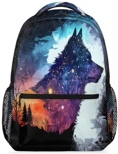 Backpack for Girls Boys Kids 16inch Laptop Backpacks School Bookbag Travel Daypack Computer College Bag, Z:wolf, 16 Inch