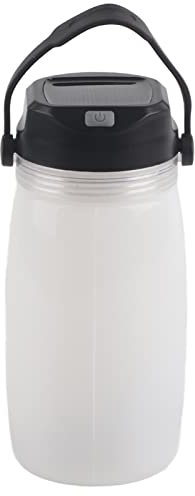 SUNGOOYUE Solar Wasserflasche, Multifunktionale Faltbare Silikon USB Solar Ladewasserflasche mit LED Licht für Outdoor Camping (White)