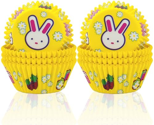 200 Stück Mini Muffins Papierförmchen,Gelb Ostern Muffinförmchen Papier,Cupcake Förmchen,Gelb Kaninchen Muffinförmchen Papier Klein für Backen, Dessert Ostern Valentinstag Geburtstag Hochzeit Deko