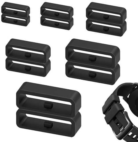 12 Piezas Uhrenarmband Schlaufe,Silikon Uhrenarmband Halter Ersatz Uhrenband Schlaufe Armbanduhr Schlaufe Schlaufe Sicherheitshalter für Garmin Verschlussring Gummi(16mm/18mm/20mm/22mm/24mm/26mm)