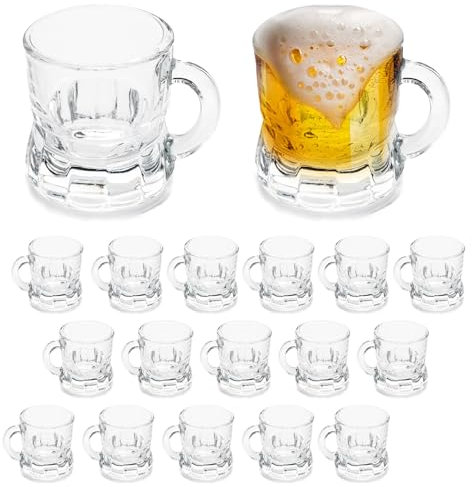 BOUFEIDA 16 Stück Schnapsgläser Plastik, Shotgläser Plastik, Schnapsbecher 3CL, Schnapsgläser mit Henkel Kunststoff für Junggesellenabschied, Geburtstage, Fasching, Mottoparty Transparent