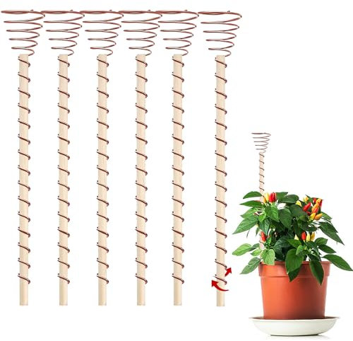 Copper Plant Stakes,Ompinda 6 Pcs Electroculture Gardening Copper Coil Antennas Plant Copper Coils Wire Tools for Growing Plants,Vegetables and Fruits,High-Yield (A)