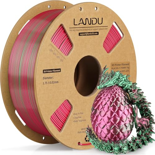 LANDU Silk Dual Color PLA Filament 1.75mm 3D Drucker Filament Coextrusion PLA Shiny Filament 1kg Multiple Color PLA Filament Maßgenauigkeit +/- 0.02 mm,1KG Spool (2.2lbs) Rot Grün