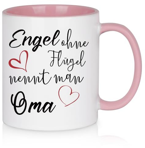 Diztoud Tasse Oma Geschenk Muttertag, Beste Großmutter Geschenke, Geburtstagsgeschenke, Muttertagsgeschenke, Weihnachtsgeschenke mit Spruch Engel ohne Flügel nennt man Oma, 325ml Keramik Kaffeetasse
