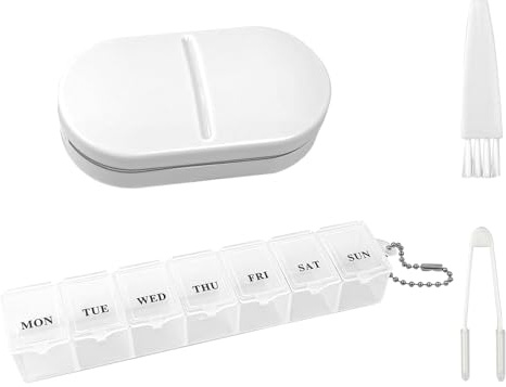 Pill Cutter,V Grip Weekly Pill Splitter with Brush Tweezer for Vitamins | Pill Cutter for Small Pills Travel Medicine Organizer Case,Tablet Storage Dispenser Pill Splitter for Small Tablets