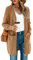 TASAMO Womens Long Cardigans Solid Color Comfy Ribbed Hem Office Work Duster(Small, Light Brown)