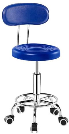 Generic Barhocker,Counter Height Barhocker W/Back Pu Leder Rolling Swivel Barhocker W/Räder Und Höhenverstellung/Blau/44-56Cm