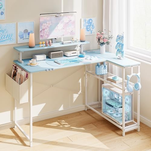 Dowinx Cute Gaming Desk - Scrivania per computer da gioco con superficie in fibra di carbonio, 100 x 50 cm, colore: Blu