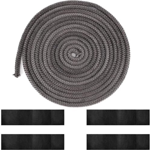 COYUN 1 pcs Cuerda de Sellado, Cinta selladora para Horno - Junta Puerta Chimenea, Cuerda de la Estufa, con 4 Piezas de Cinta de Alta Temperatura, Alambre de Sellado para Puertas de Chimeneas