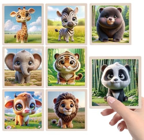 TUNJILOOL Kinderpuzzle,8 Pack Spielzeug für Kleinkinder Lernen Montessori Spielzeug 8x6 Teile Puzzle Kinder & Holzpuzzle für Jungen Puzzles für 3 4 5 6 Jahre alt