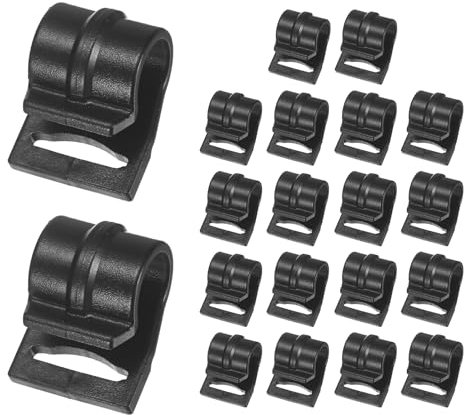 TIXIPEM 0.51IN C-Shaped Tent Pole Clips [20PCS] - Black Plastic Clamps for Camping & Awning Tent & Canopy Poles