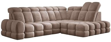 DomoHome Ecksofa Tollo Braun Salvador-Stoff Rechte Seite 302x217x105 cm, L-Form Sofa mit Schlaffunktion, Bettkasten 120x85x17 cm, Elektrisch Verstellbar